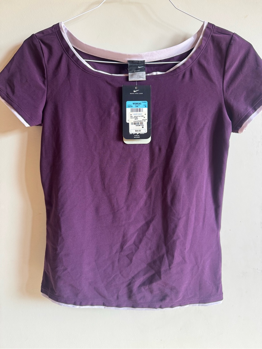 Nike Short Sleeve Scoop Neck Top - Deep Purple New with Tag Size M
